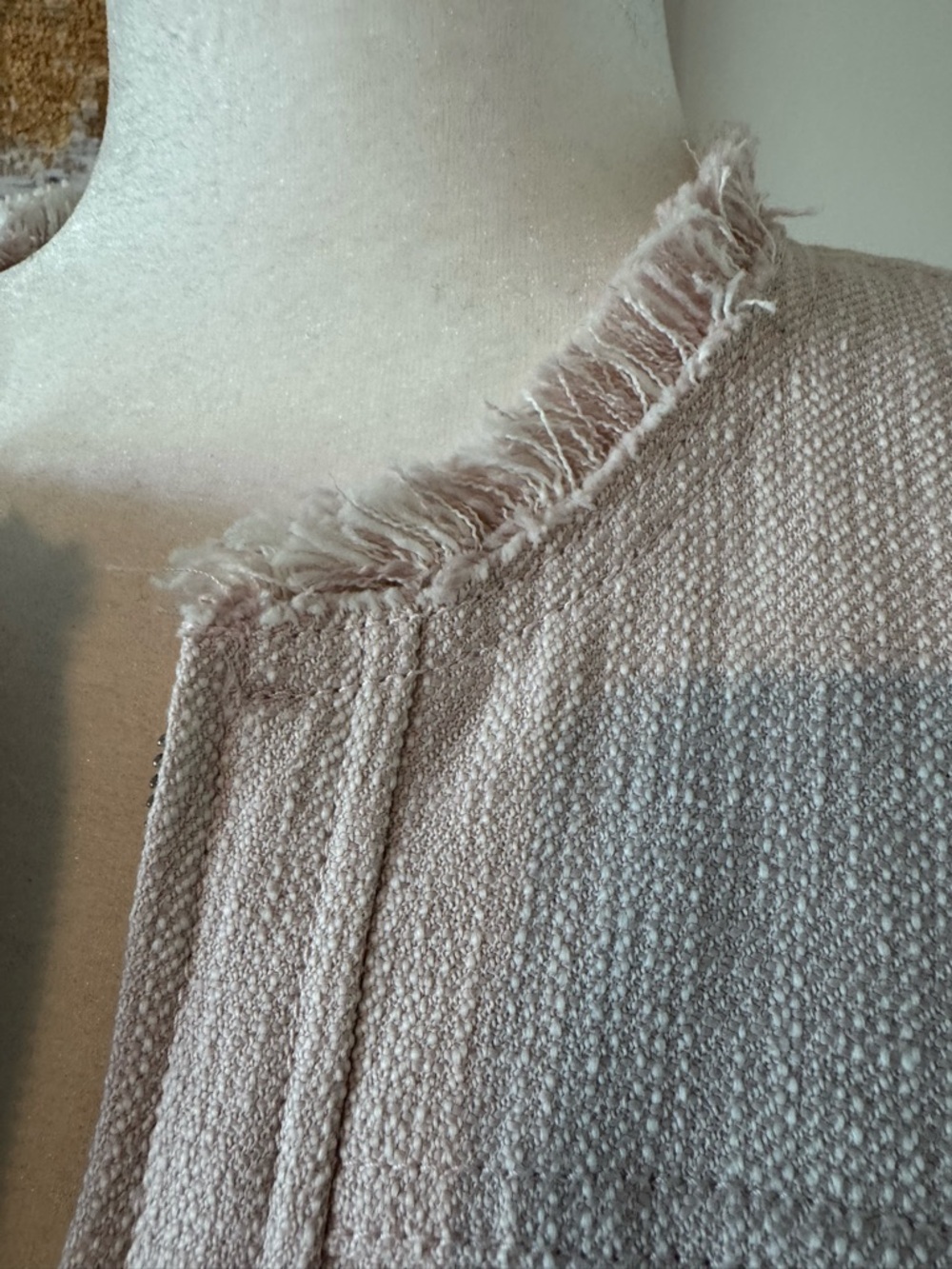 Rebecca Taylor Blush Pink Frayed Trim Zip Jacket - Picture 3 of 14